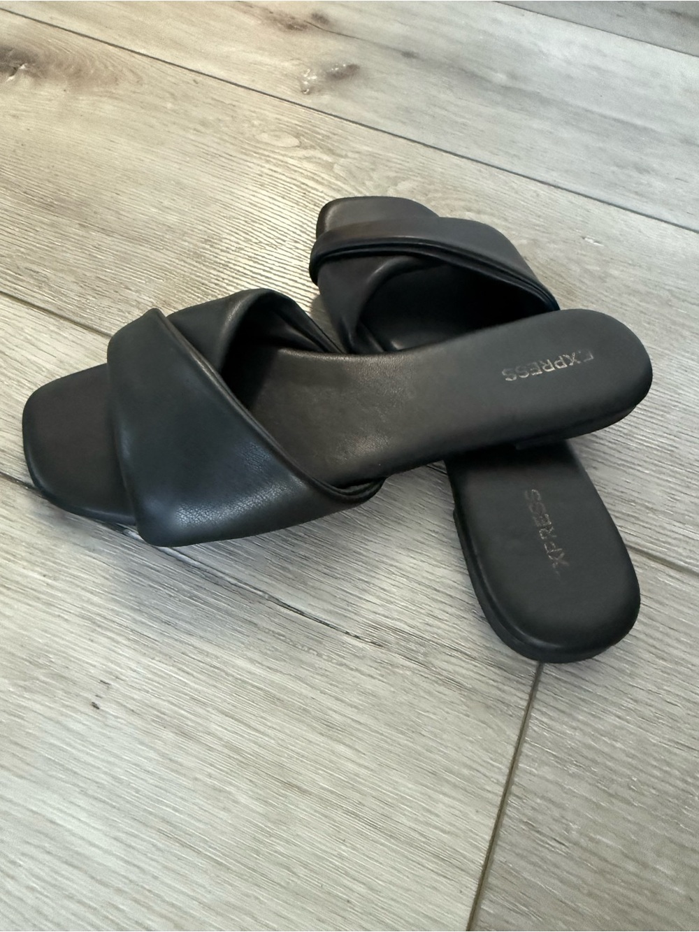 Express Women's Black Crisscross Slide Sandals
